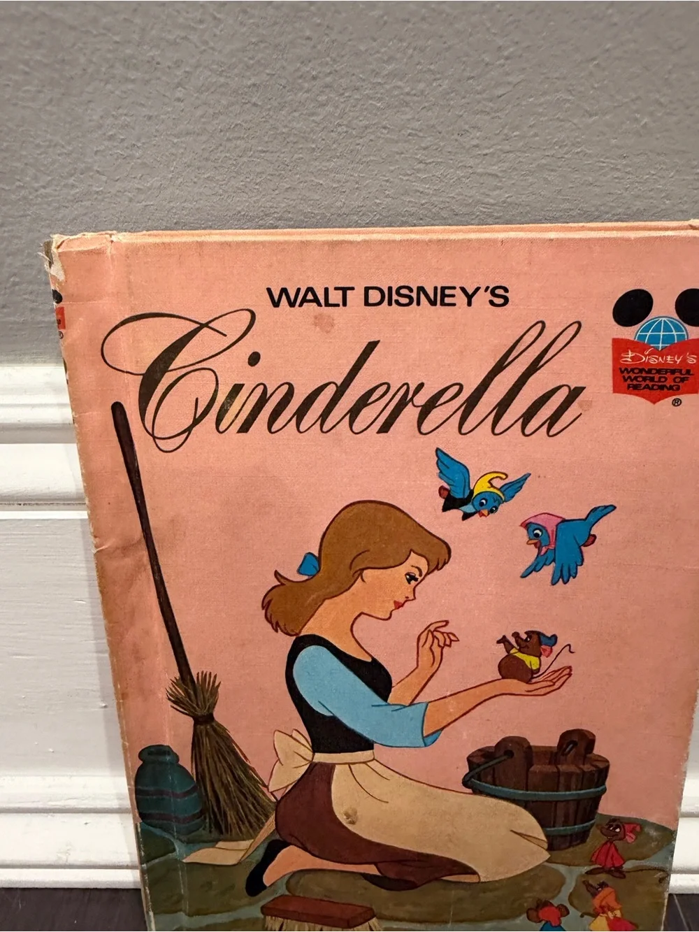 VINTAGE 1974 Disney Cinderella Pink Cover Hardcover Storybook for Kids Book